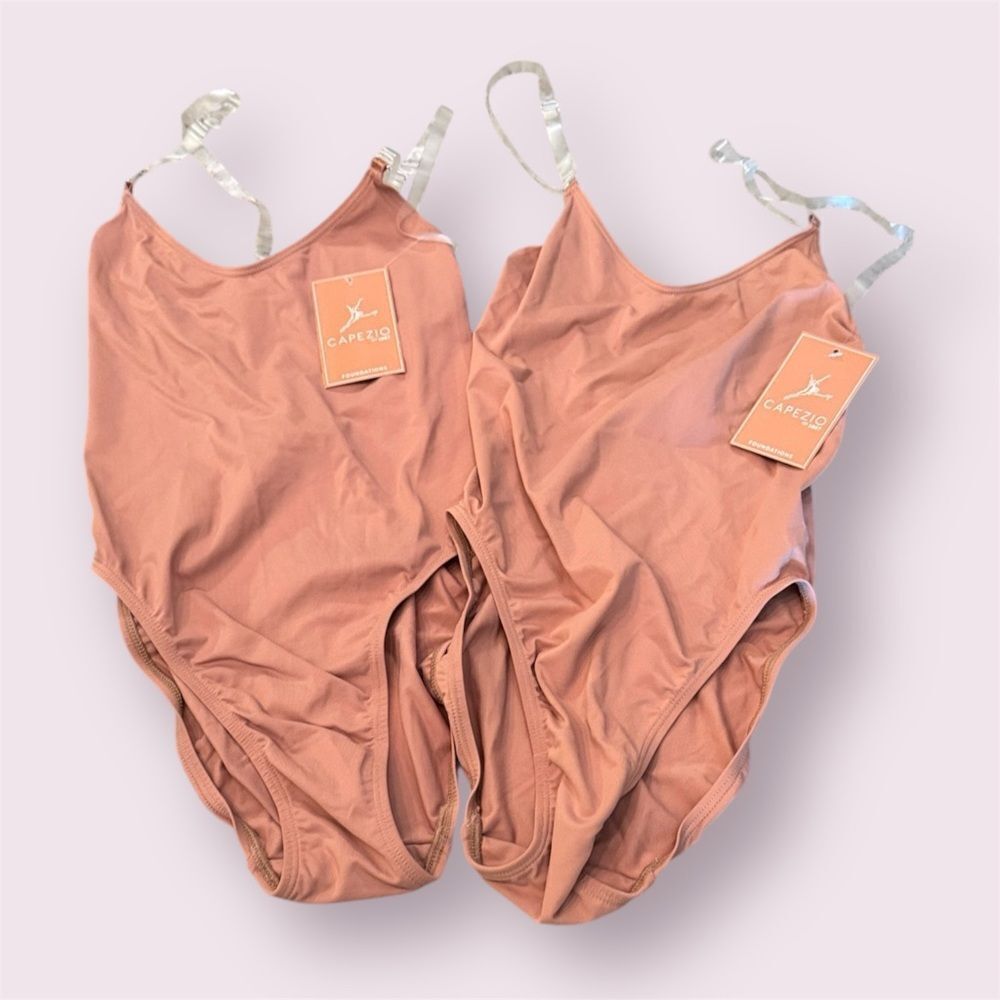 Capezio Adjustable Strap Camisole Leotard Clear Straps Lot Of 2 *New*